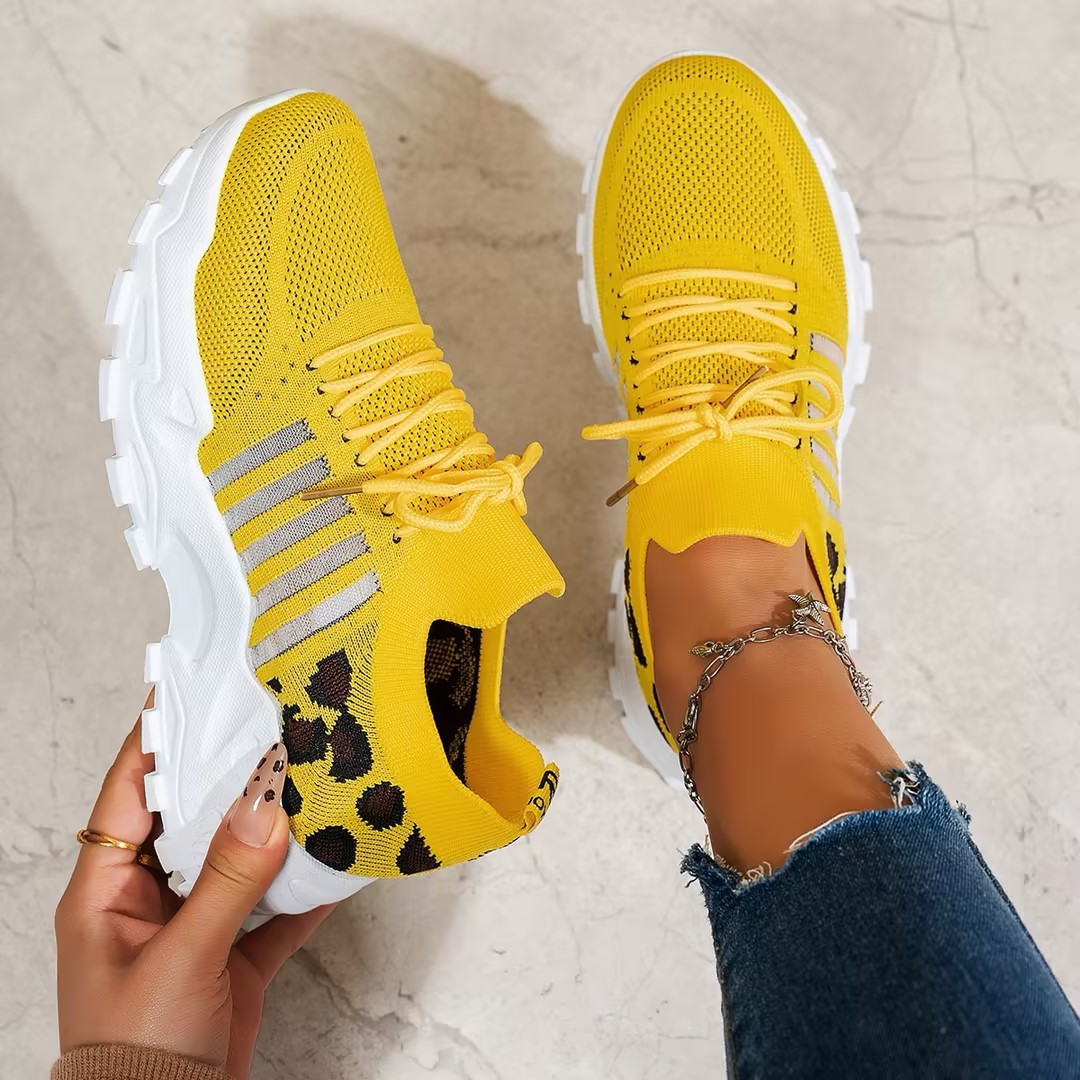 Comfortable Orthopedic Sneakers for Women with Chunky Sole Mesh Upper Lace Up Walking Casual Style