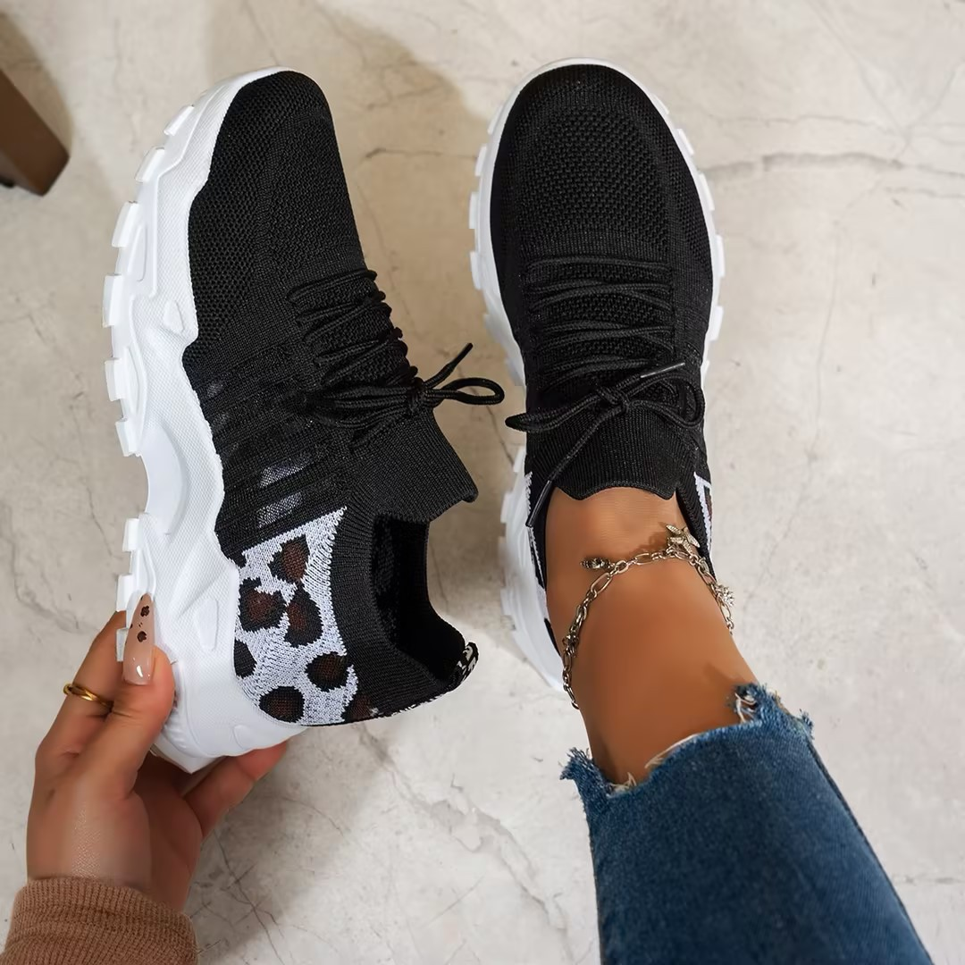 Comfortable Orthopedic Sneakers for Women with Chunky Sole Mesh Upper Lace Up Walking Casual Style