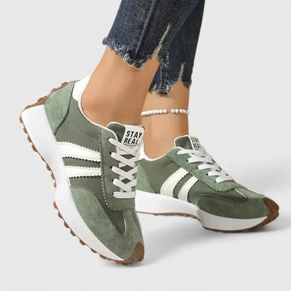Stylish Orthopedic Sneakers for Women with Retro Runner Stripe Detail Lace Up Platform Casual Style
