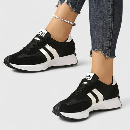 Stylish Orthopedic Sneakers for Women with Retro Runner Stripe Detail Lace Up Platform Casual Style