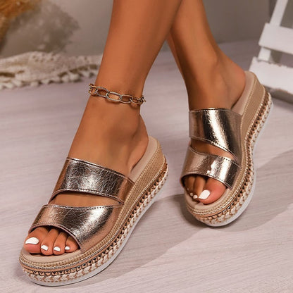 Comfortable Silver Platform Sandals for Women with Open Toe Style