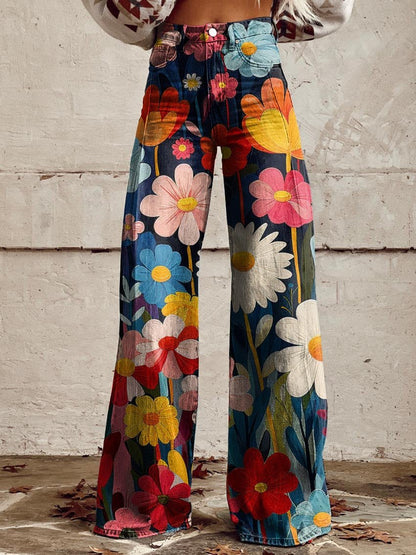 Effortless Floral Wide Leg Pants for Women