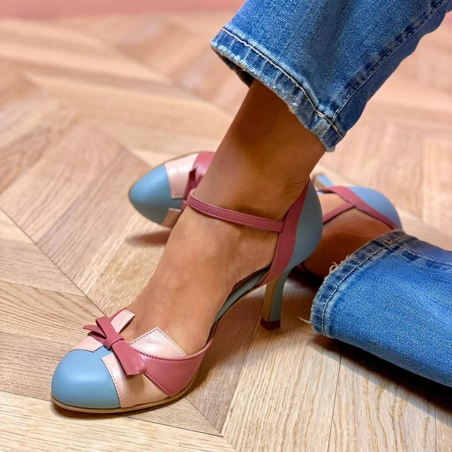 Comfortable Heeled Sandals for Women with Ankle Strap Bow Style