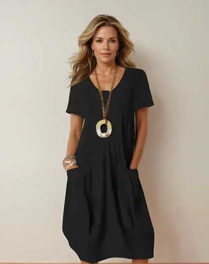 Stylish Midi Dress for Women with Round Neck