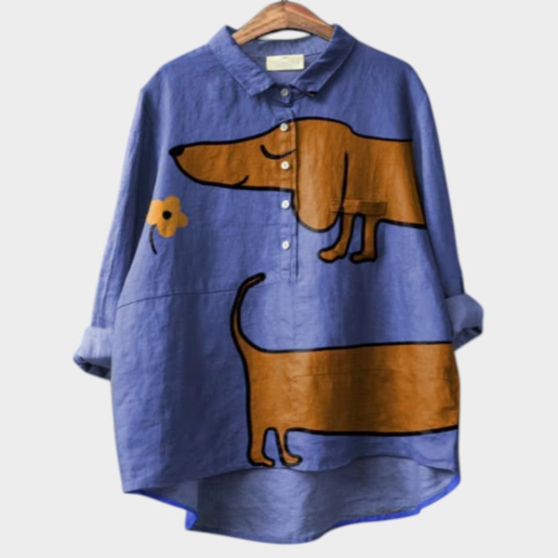 Effortless Printed Blouse for Women with Long Sleeve