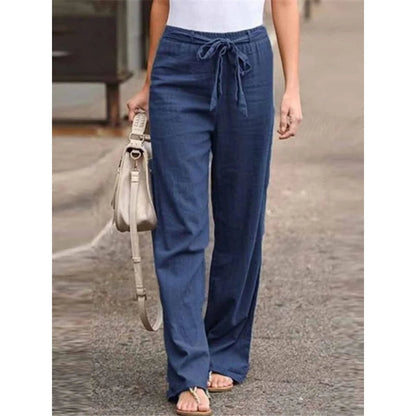 Effortless Linen Palazzo Pants for Women with Drawstring Waist Relaxed Wide Leg Casual Style