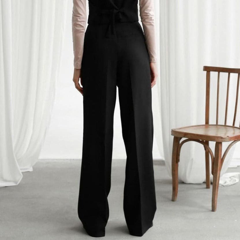 Elegant Linen Wide Leg Pants for Women with High Waist Pleated Front Business Casual Style