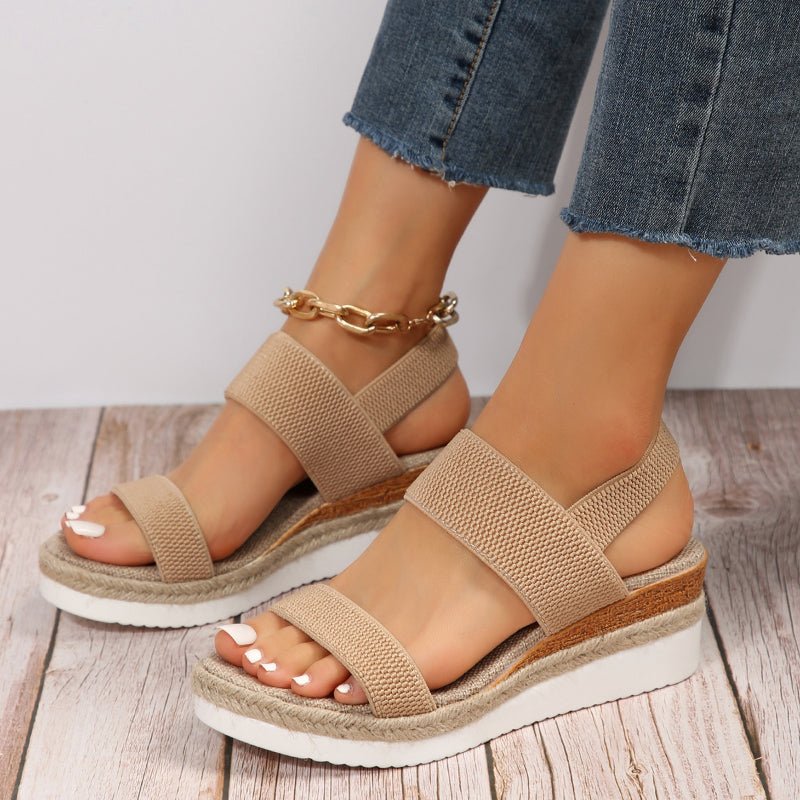 Comfortable Orthopedic Platform Sandals for Women with Elastic Strap Espadrille Wedge Casual Summer Style