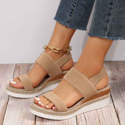 Comfortable Orthopedic Platform Sandals for Women with Elastic Strap Espadrille Wedge Casual Summer Style