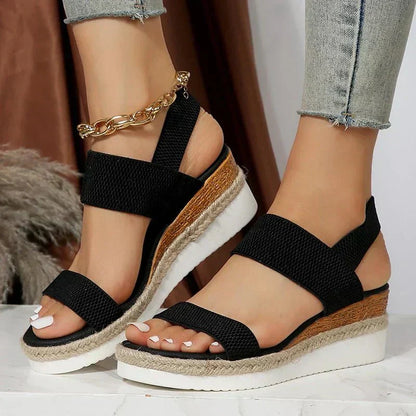 Comfortable Orthopedic Platform Sandals for Women with Elastic Strap Espadrille Wedge Casual Summer Style