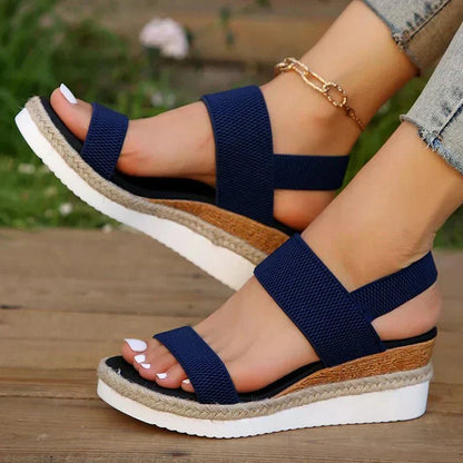 Comfortable Orthopedic Platform Sandals for Women with Elastic Strap Espadrille Wedge Casual Summer Style