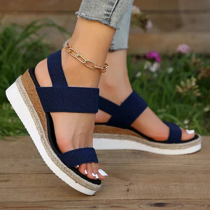 Comfortable Orthopedic Platform Sandals for Women with Elastic Strap Espadrille Wedge Casual Summer Style
