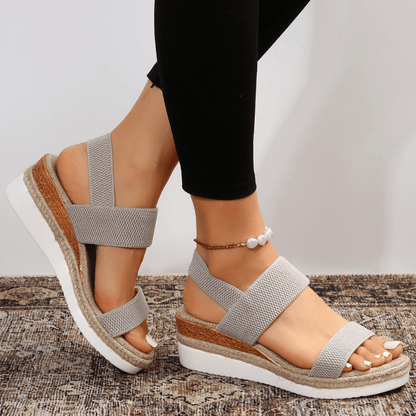 Comfortable Orthopedic Platform Sandals for Women with Elastic Strap Espadrille Wedge Casual Summer Style