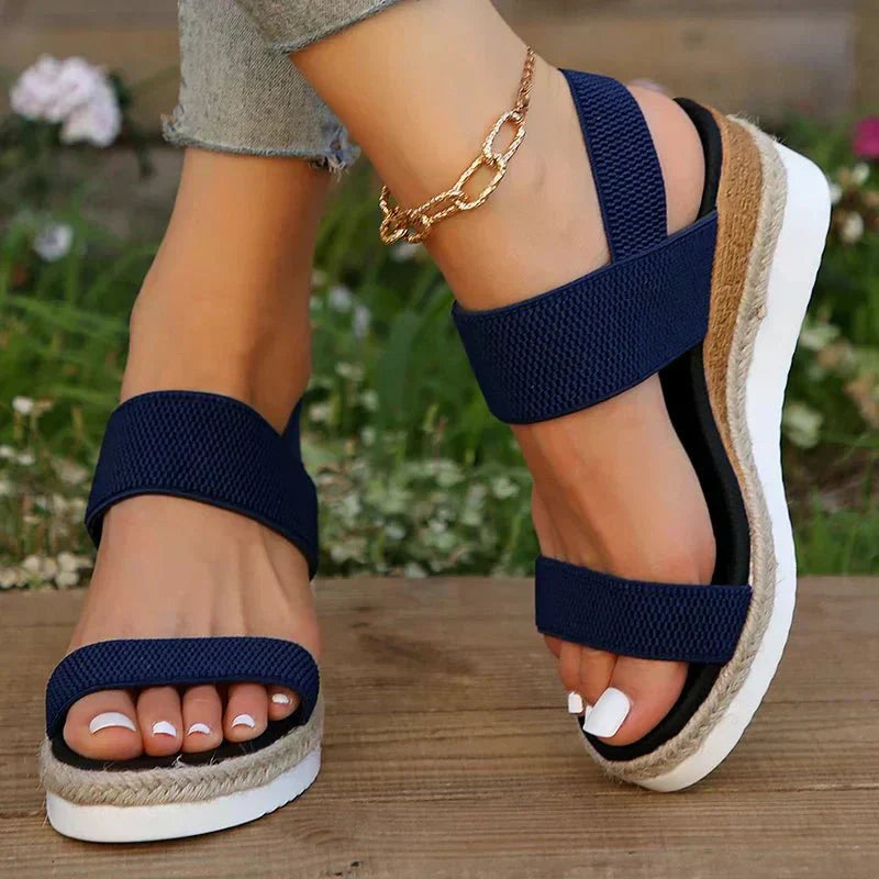 Comfortable Orthopedic Platform Sandals for Women with Elastic Strap Espadrille Wedge Casual Summer Style