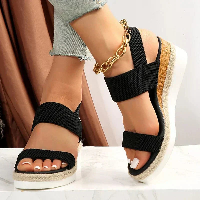 Comfortable Orthopedic Platform Sandals for Women with Elastic Strap Espadrille Wedge Casual Summer Style
