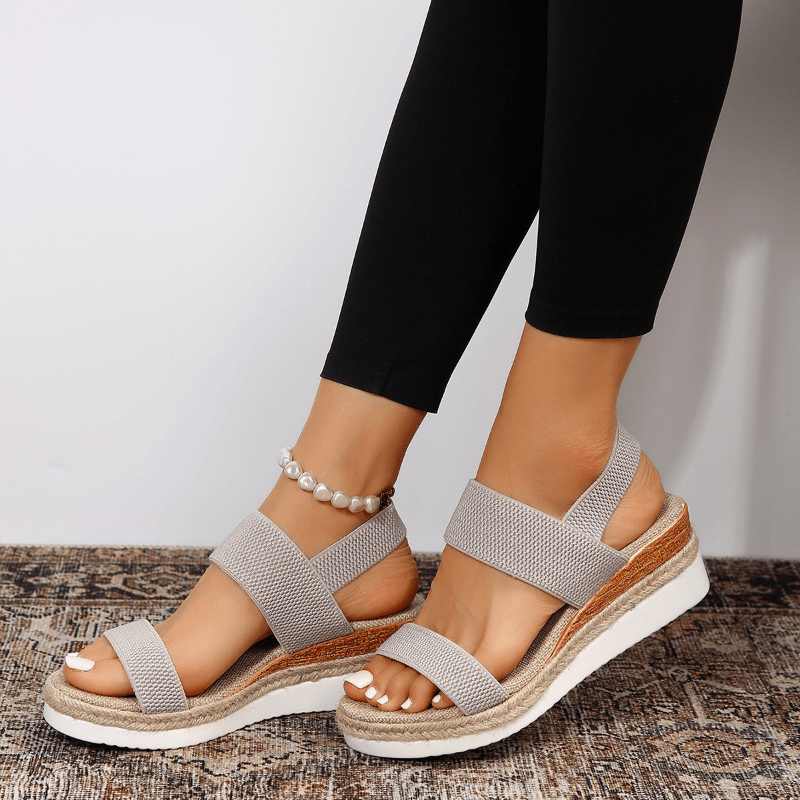 Comfortable Orthopedic Platform Sandals for Women with Elastic Strap Espadrille Wedge Casual Summer Style