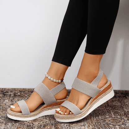 Comfortable Orthopedic Platform Sandals for Women with Elastic Strap Espadrille Wedge Casual Summer Style