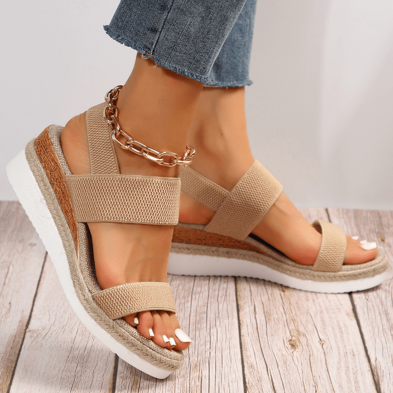 Comfortable Orthopedic Platform Sandals for Women with Elastic Strap Espadrille Wedge Casual Summer Style