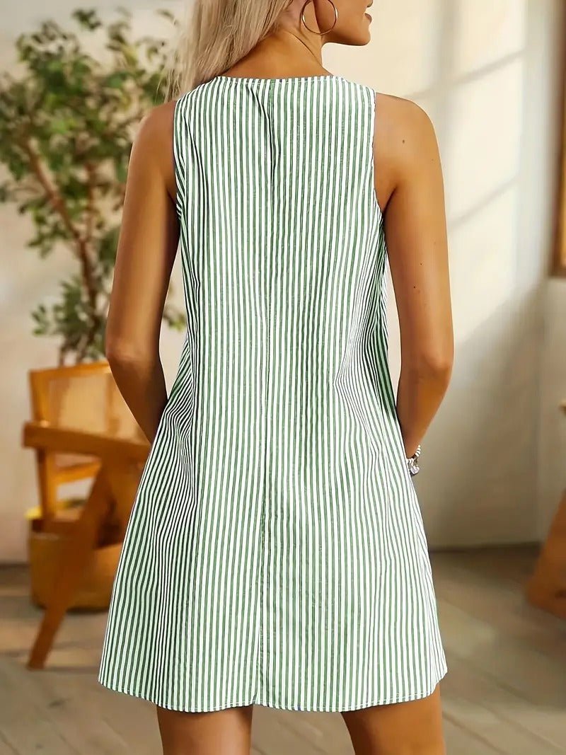 Stylish Striped Mini Dress for Women with Pockets