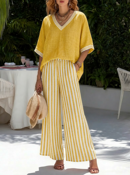 Stylish Two Piece Set for Women with V Neck