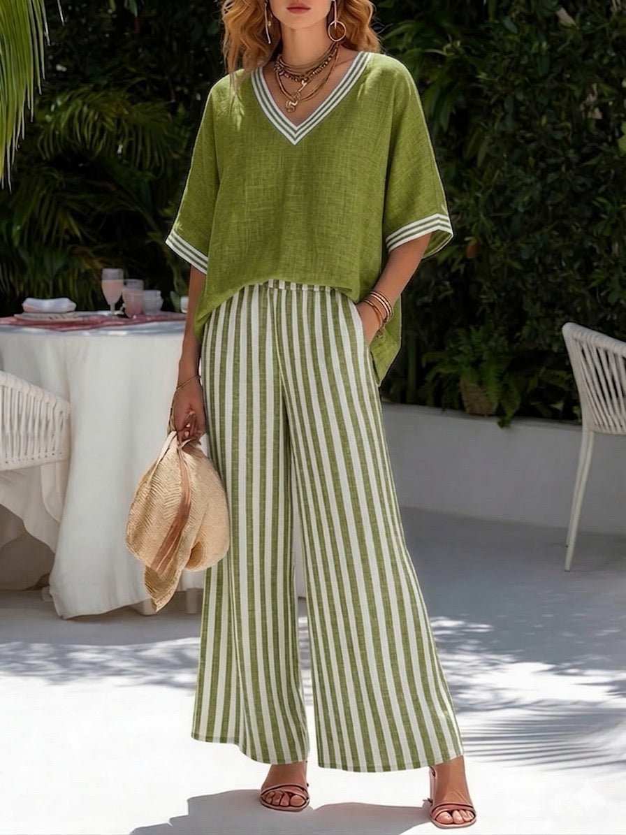 Stylish Two Piece Set for Women with V Neck