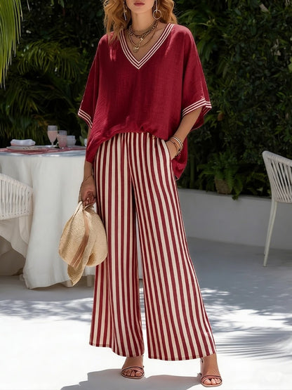 Stylish Two Piece Set for Women with V Neck