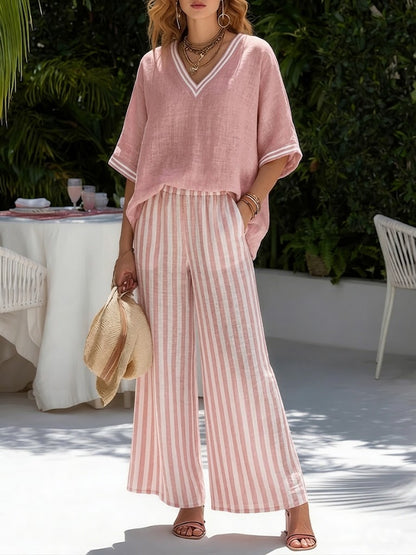 Stylish Two Piece Set for Women with V Neck