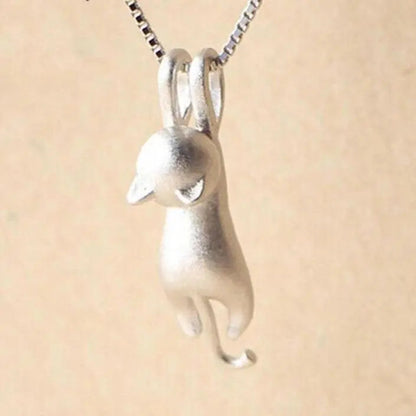 Elegant Necklace for Women with Silver Cat Design