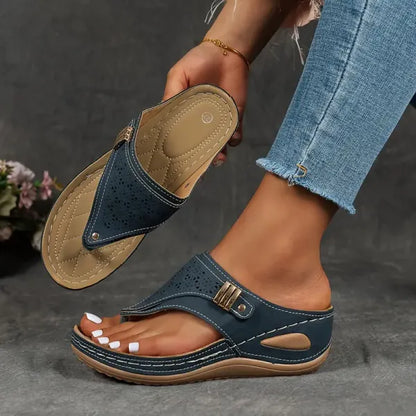 Comfortable Sandals for Women with T Strap Slip On Cushioned Style