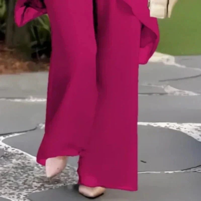 Effortless Two Piece Set for Women with Wide Leg Draped