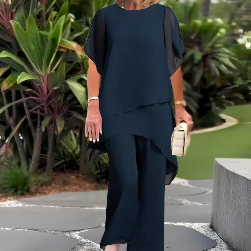 Stylish Two Piece Set for Women with Draped Casual Style