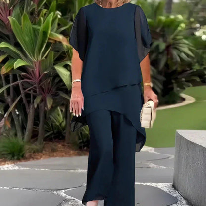 Stylish Two Piece Set for Women with Draped Casual Style