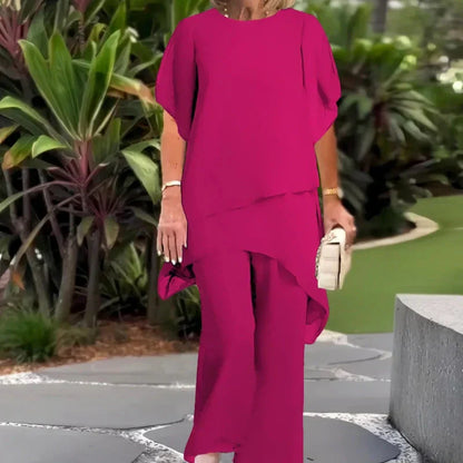 Effortless Two Piece Set for Women with Wide Leg Draped