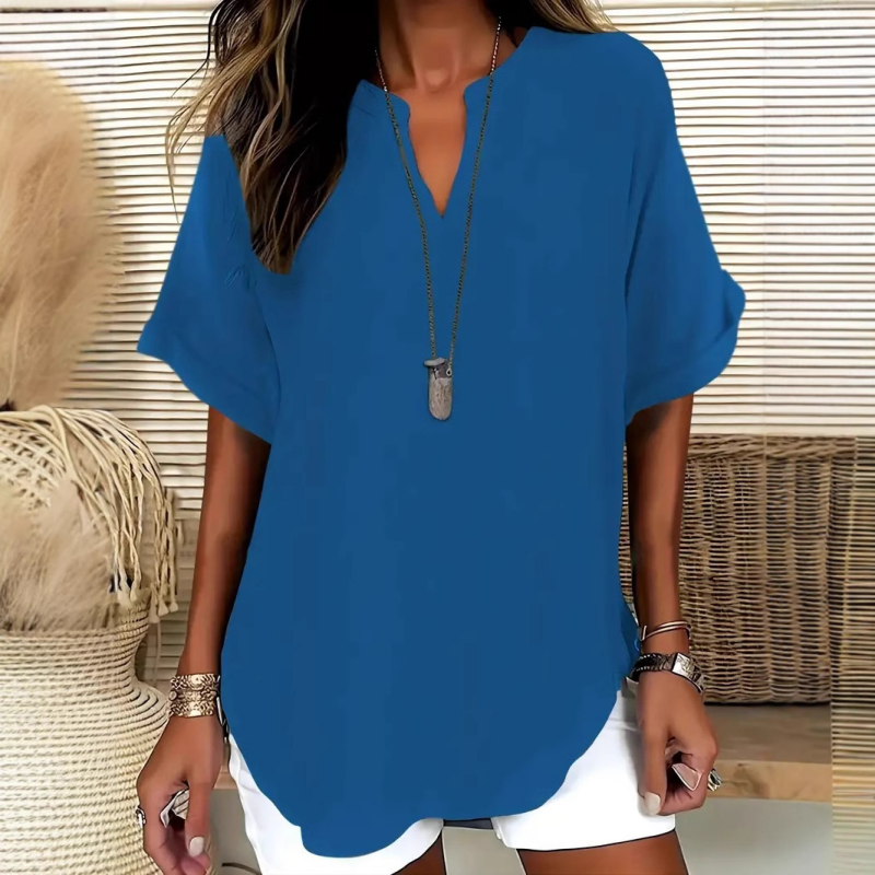 Effortless Blouse for Women with V Neck Slit