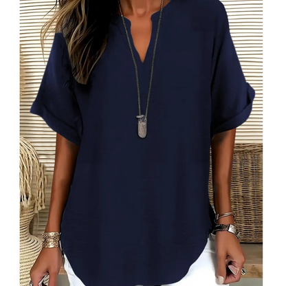 Effortless Blouse for Women with V Neck Slit