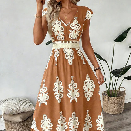 Elegant Maxi Dress for Women with V Neck