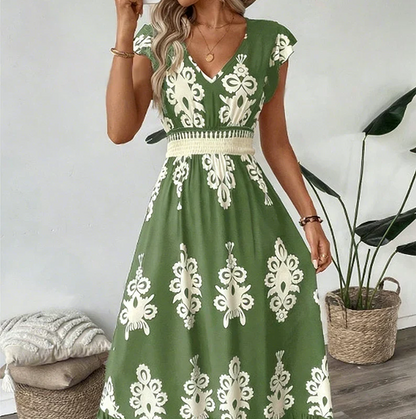 Elegant Maxi Dress for Women with V Neck