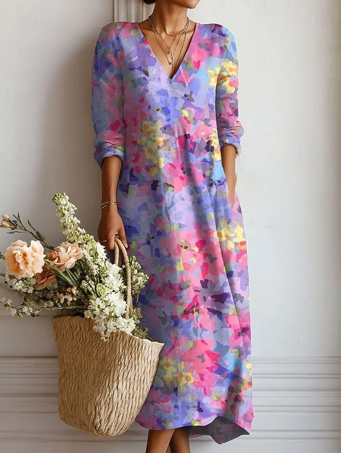 Elegant Purple Evening Dress for Women with Long Sleeve Formal Wedding Guest Style