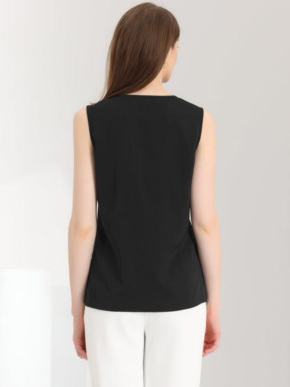 Effortless Blouses for Women with V-Neck Sleeveless Ruffle Placket Style
