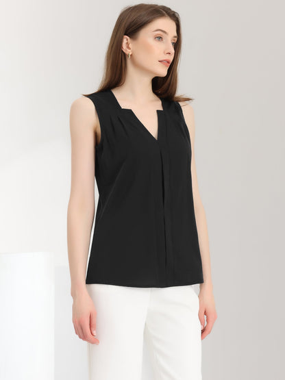 Effortless Blouses for Women with V-Neck Sleeveless Ruffle Placket Style