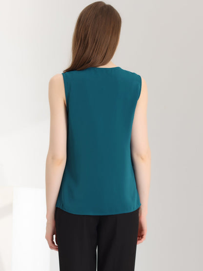 Effortless Blouses for Women with V-Neck Sleeveless Ruffle Placket Style