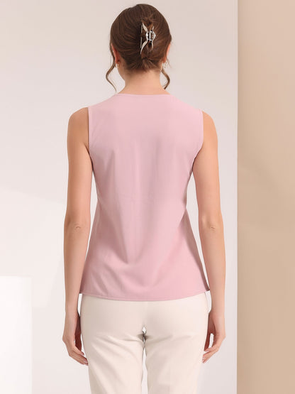 Effortless Blouses for Women with V-Neck Sleeveless Ruffle Placket Style