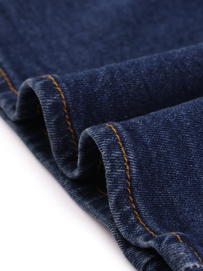 Elegant Denim Midi Skirt for Women with High Waist Fitted Side Slit Style