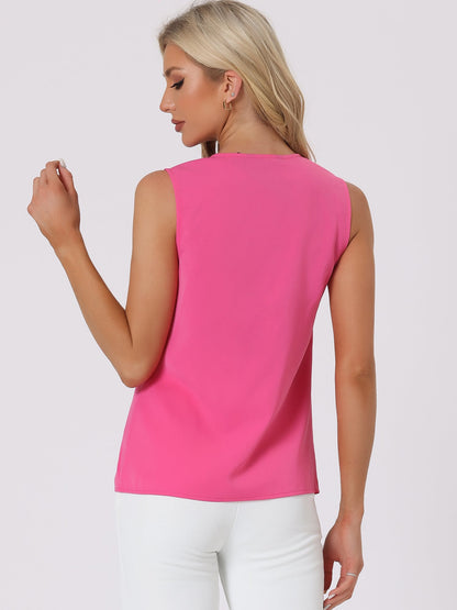 Effortless Blouses for Women with V-Neck Sleeveless Ruffle Placket Style