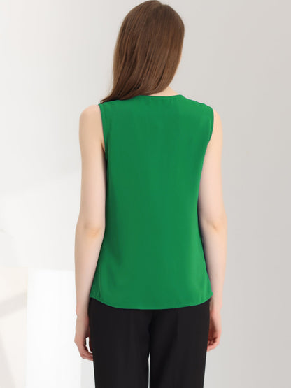 Effortless Blouses for Women with V-Neck Sleeveless Ruffle Placket Style