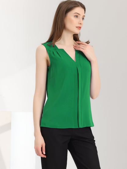 Effortless Blouses for Women with V-Neck Sleeveless Ruffle Placket Style