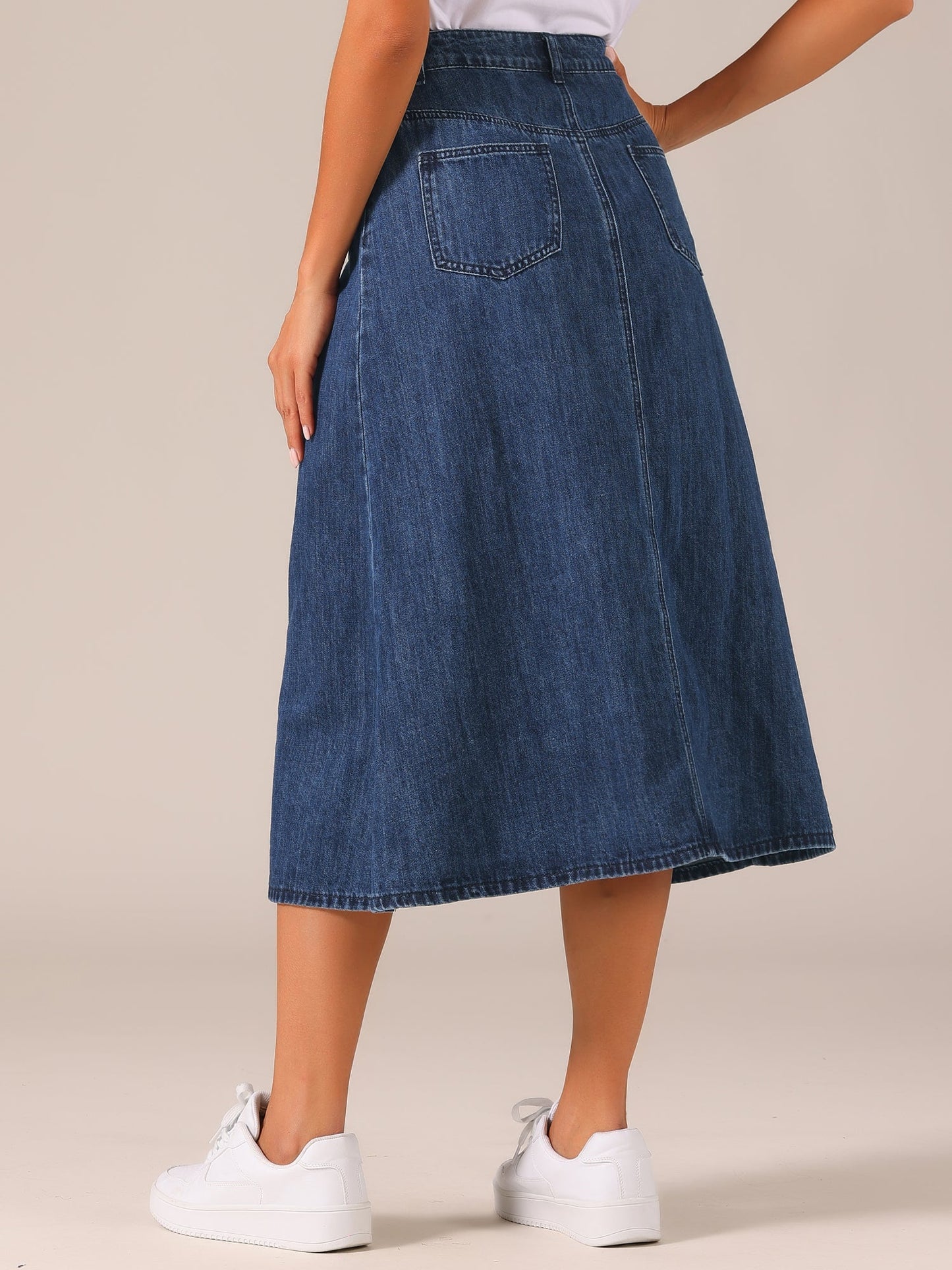 Effortless Denim Maxi Skirt for Women with High Waist A Line Style