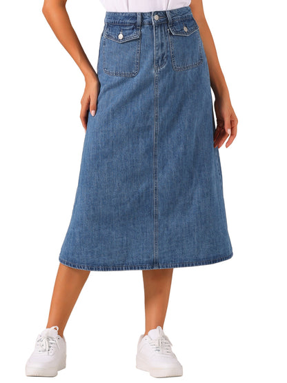 Effortless Denim Maxi Skirt for Women with High Waist A Line Style