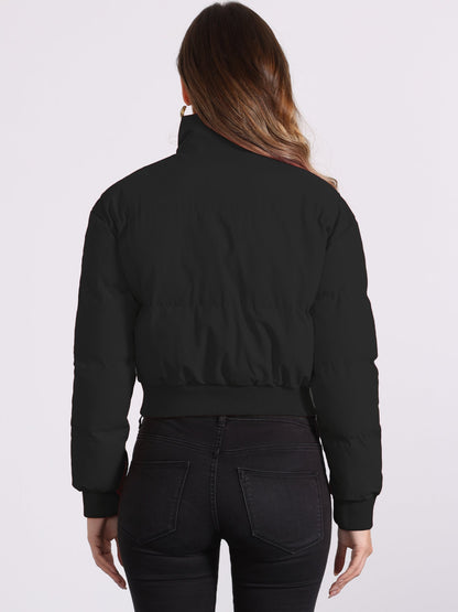 Effortless Bomber Jacket for Women with Stand Collar Zip Front Ribbed Cuff Style