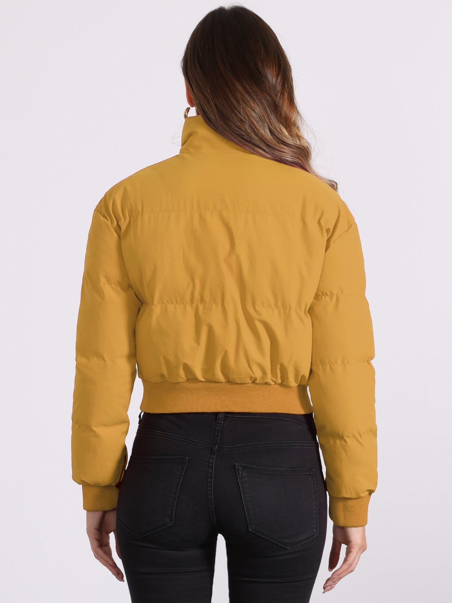 Effortless Bomber Jacket for Women with Stand Collar Zip Front Ribbed Cuff Style